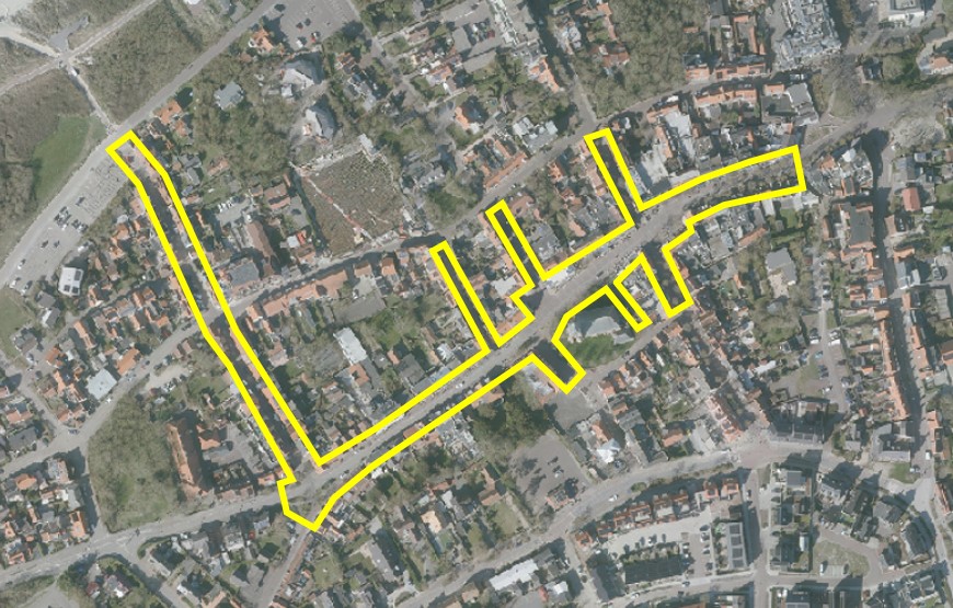 Projectgebied herinrichting centrum Domburg